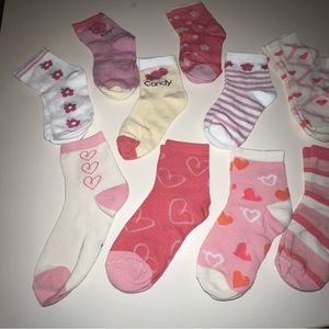 10 Pair of Girl’s Socks for 6-8 Yrs Old White and Pink Shades n Design New